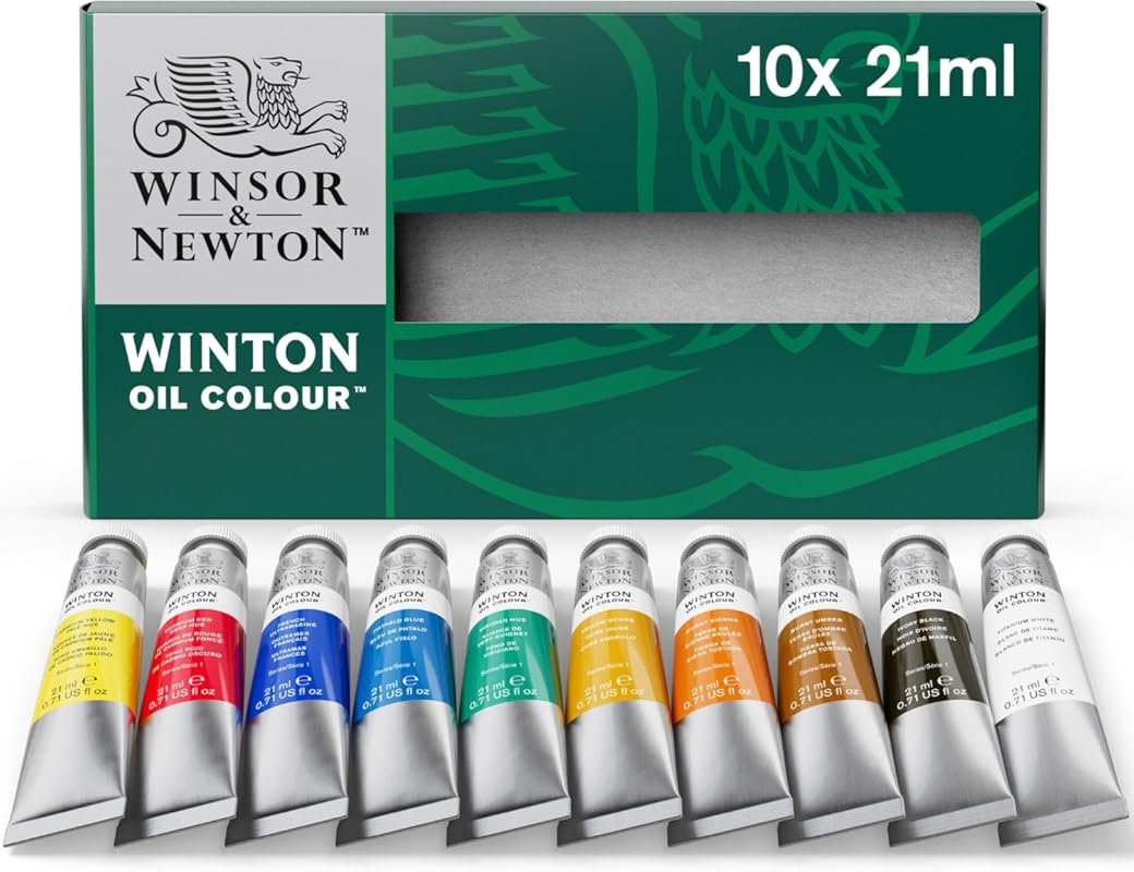 Winsor & Newton Winton Oil Paint: Basic Set with 10 x 21ml Tubes.