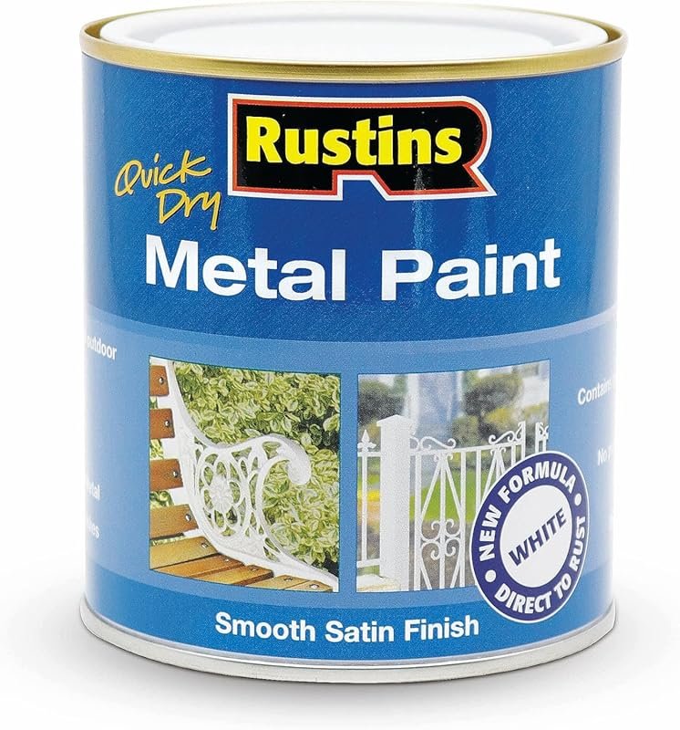 Rustins Quick Dry White Metal Paint, Perfect for Steel Doors and Outdo