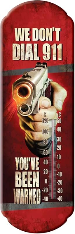 Rivers Edge 17x5 inch UV Coated Tin Wall Thermometer for Indoor and Ou