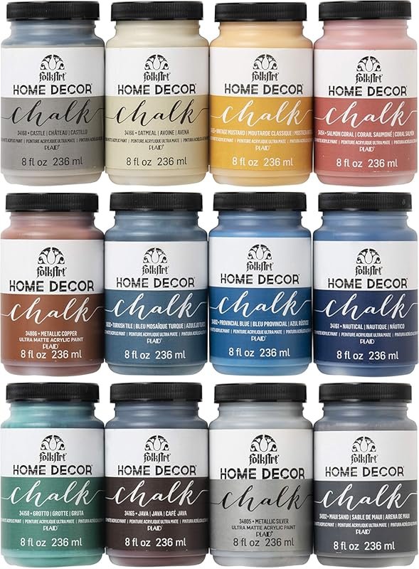 FolkArt Home Decor Ultra Matte Chalk Finish Acrylic Craft Paint Set - 