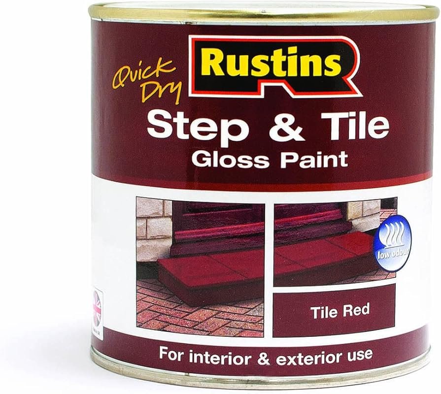 Rustins Quick Dry Step and Tile Paint, Red Finish, for Interior and Ex