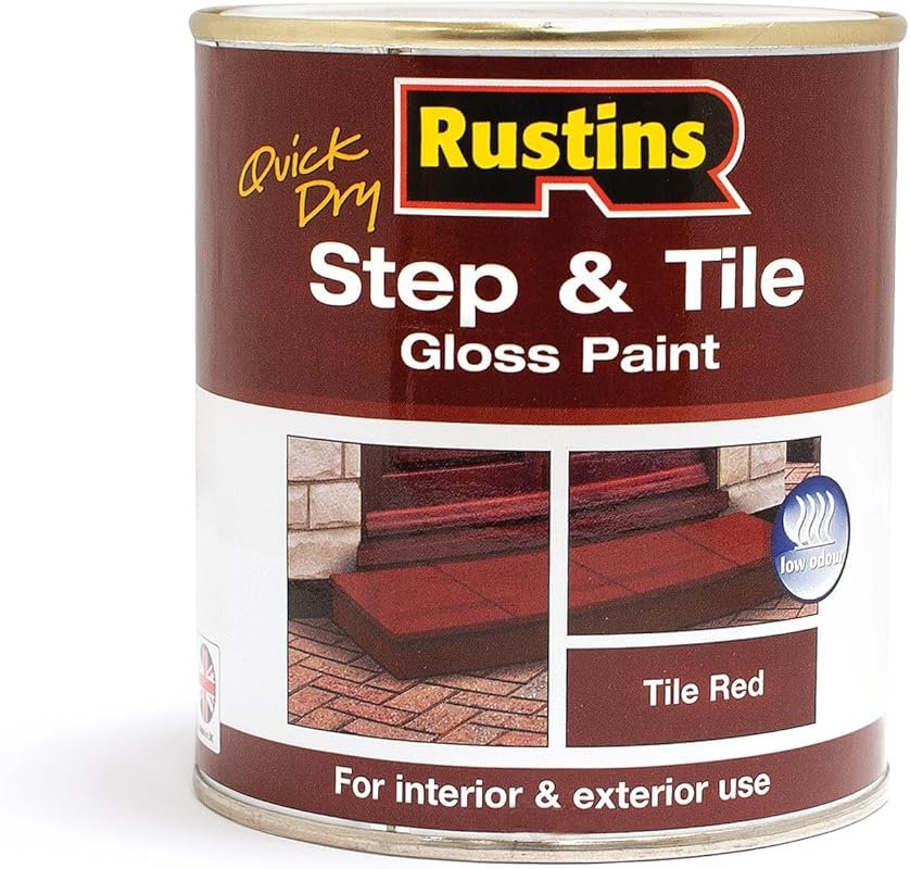 Rustins Quick Dry Red Paint for Interior and Exterior Steps and Tiles 