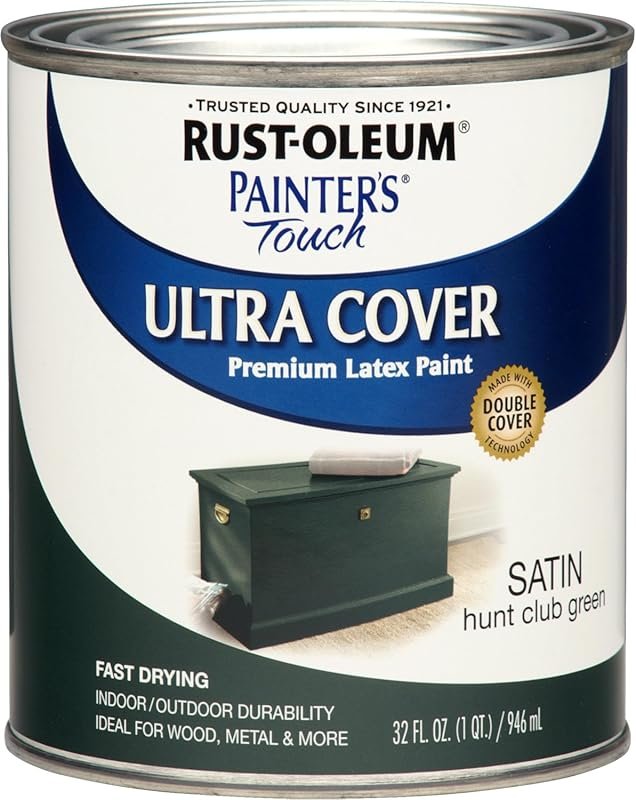 Rust-Oleum 267334 Painter's Touch Latex Paint, Quart, Satin Hunt Club