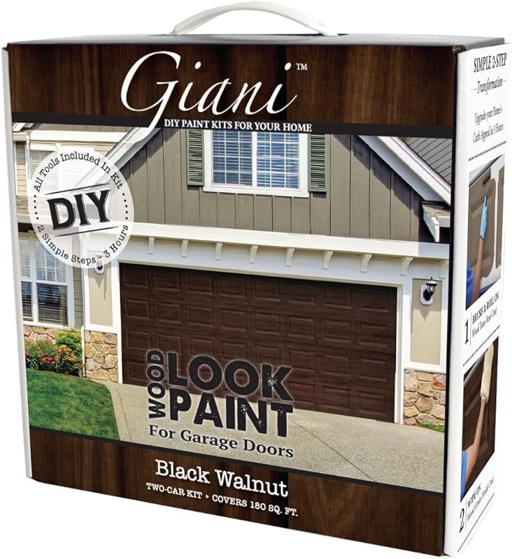 Wood Look Paint Kit: Achieve a Black Walnut Finish for Garage Doors.