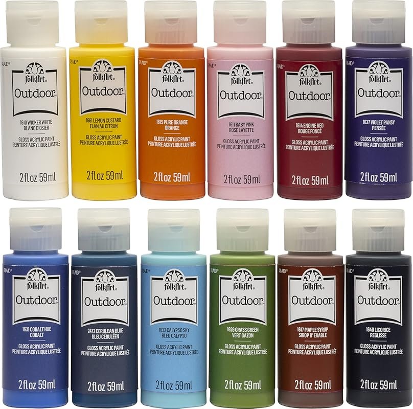 Outdoor Gloss Acrylic Craft Paint Set, Non-Toxic, for Porch Decor and 