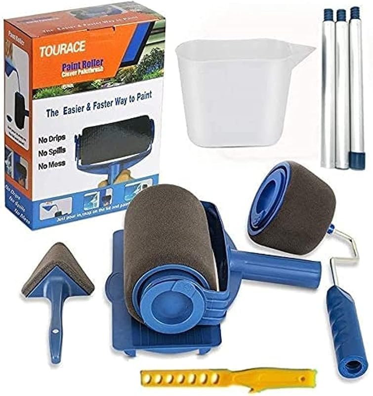 TOURACE 9-Piece Paint Roller and Brush Set for Quick and Easy Wall Dec