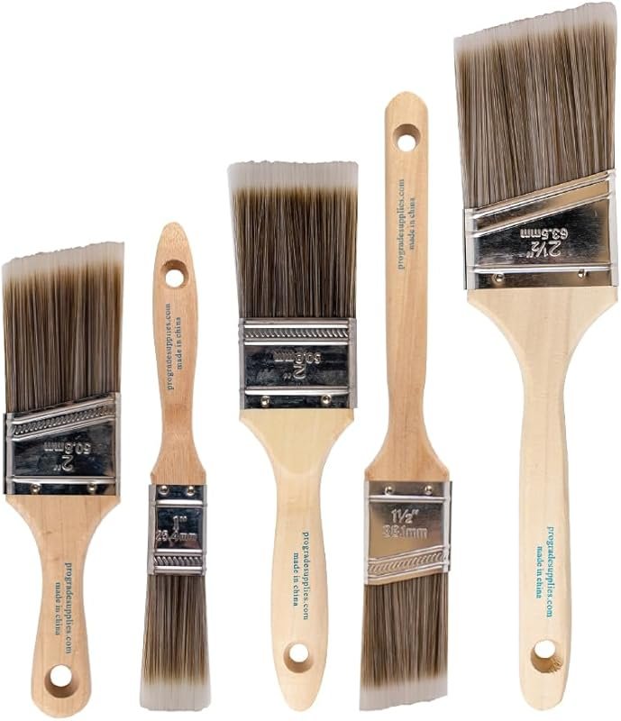 Pro Grade 5-Piece Paint Brush Set: Flat and Angle Brushes for Interior