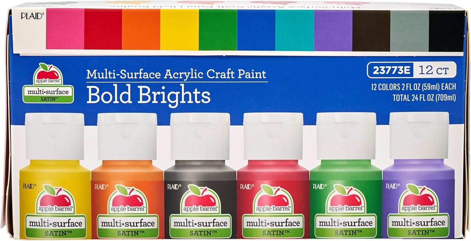 Apple Barrel Essentials Acrylic Paint Set: 12 Colors for Wood Crafts a