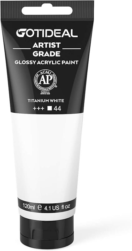 GOTIDEAL Titanium White Acrylic Paint (120ml) - Non-Toxic, Rich Pigmen