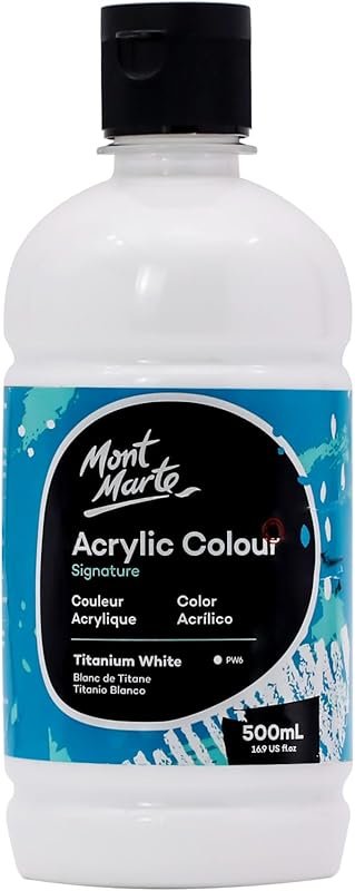 Mont Marte Signature Titanium White Acrylic Paint, 16.9oz , Semi-Matte