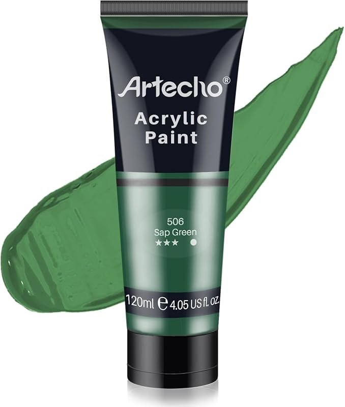 Artecho Sap Green Acrylic Paint Tubes: 120ml Craft Paint for Various A