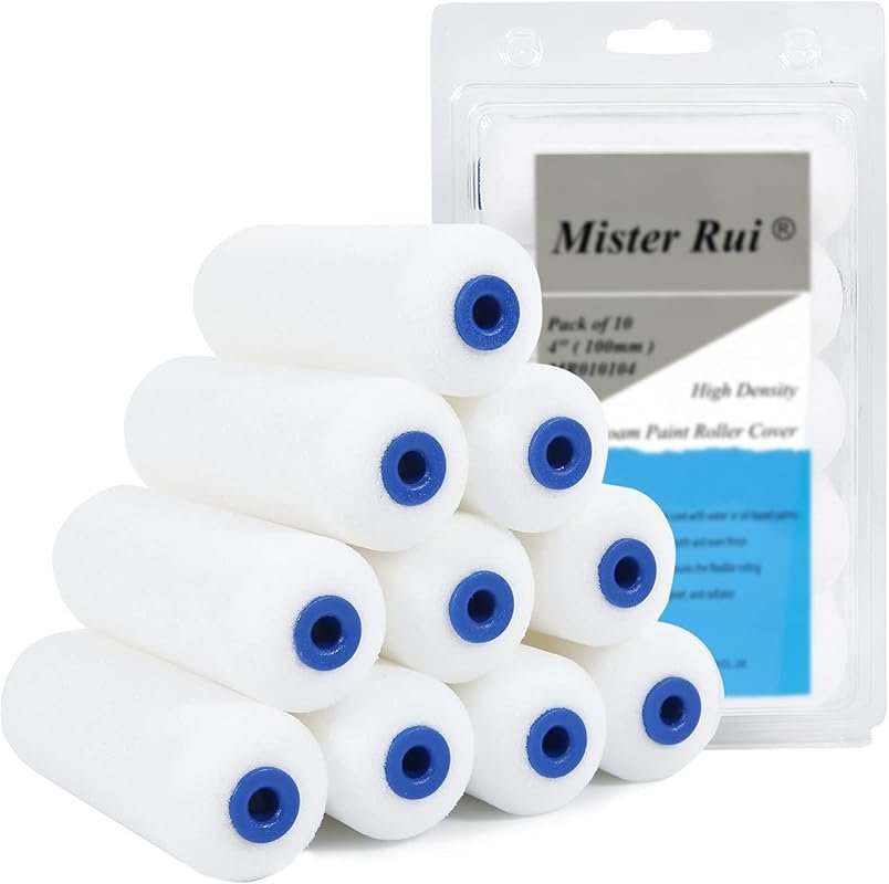 4 Inch Foam Mini Paint Roller and Covers for Painting Walls, Cabinets,