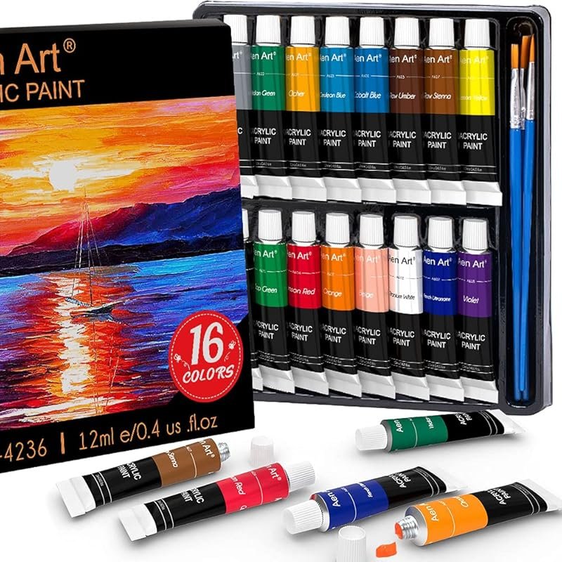 Aen Art 16 Colors Acrylic Paint Set for Pumpkin Painting, Non-Toxic & 