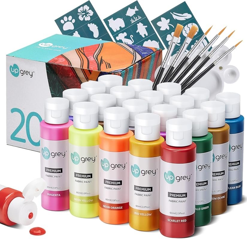 20 Colors Permanent Fabric Paint Set: Washable Textile Paint for Cloth