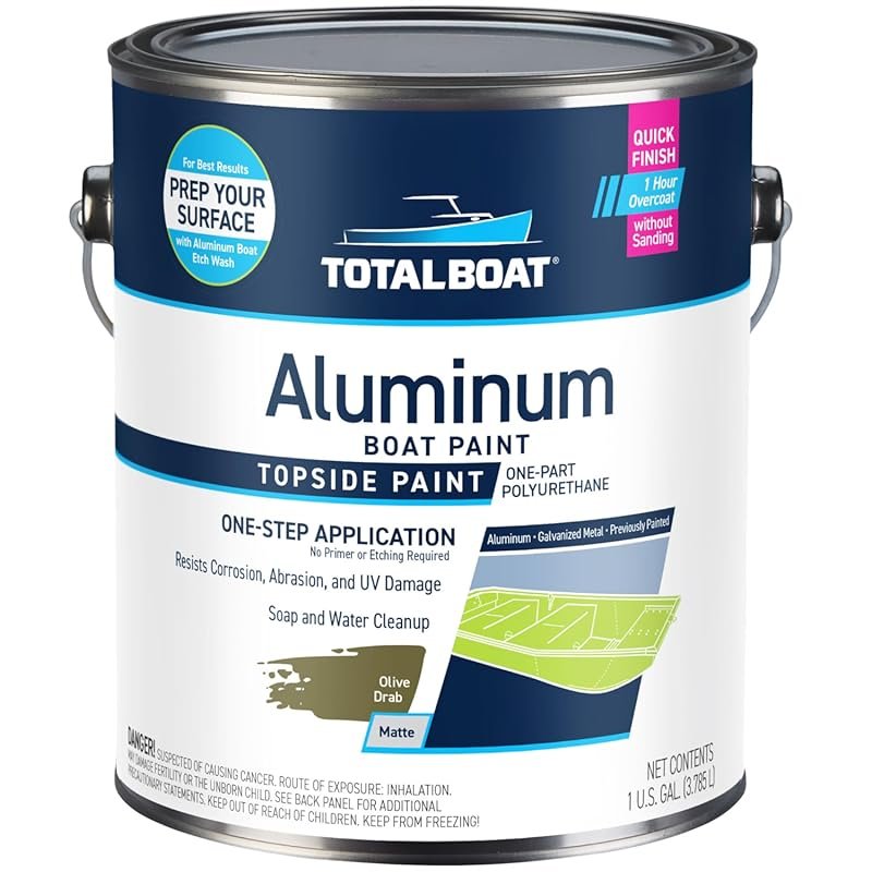 TotalBoat Olive Drab Aluminum Boat Paint for Canoes, Bass Boats, and P