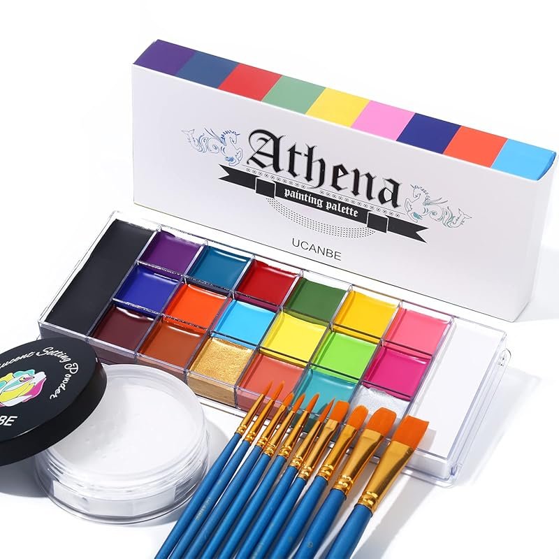 UCANBE Athena Oil Body Paint Palette Kit with Setting Powder and 10 Br