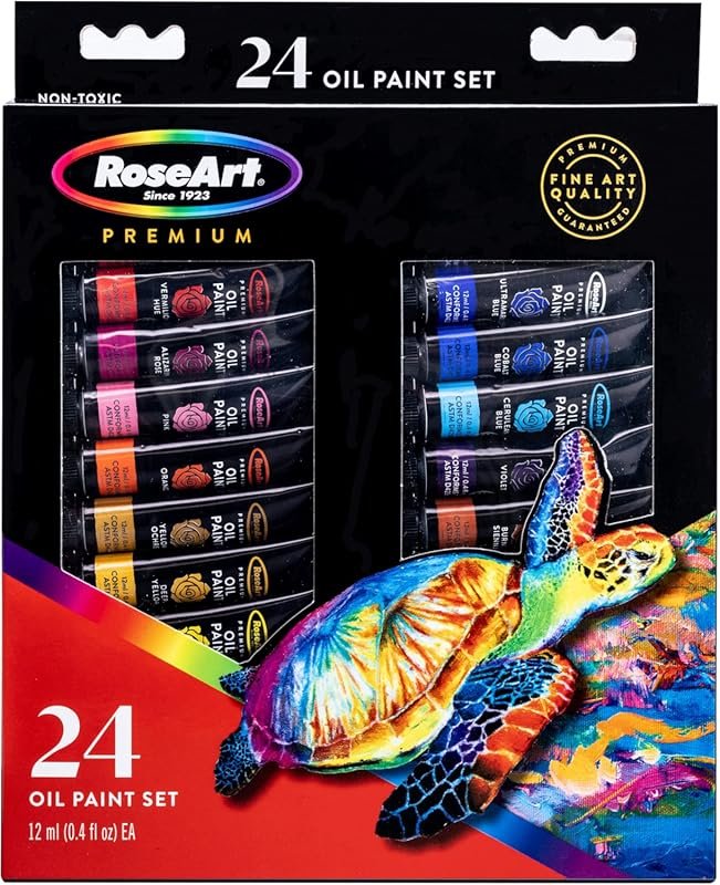 RoseArt Premium Oil Paint Set: 24 Highly Pigmented Colors for Professi