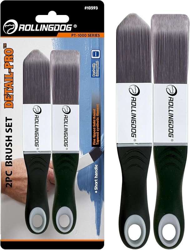 ROLLINGDOG Paint Brush for Trim - Edging Paint Brush 2PC, 1PC Triangul