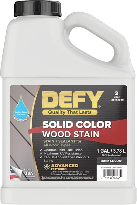DEFY Solid Color Wood Stain DC-Solid - UV Resistant, Opaque, Long-Last
