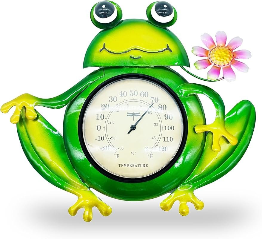 Decorative Frog Wall Thermometer, Waterproof for Patio and Garden, No 