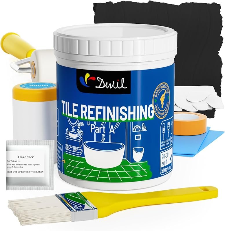 Low Odor Tub and Tile Refinishing Kit, Water-Based Semi-Gloss Black Pa