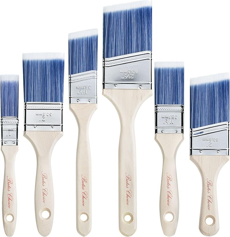 Bates 6 Pack Paint Brushes with Treated Wood Handles, Ideal for Walls 