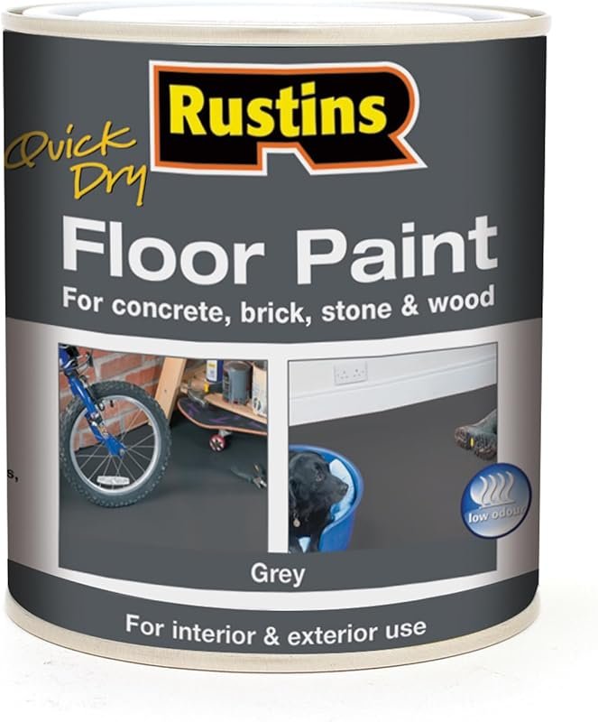 Rustins Quick Dry Floor Paint, Durable Grey Finish for Interior and Ex