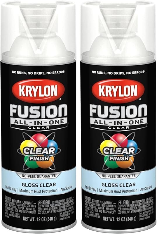 Krylon Fusion All-In-One Gloss Clear Coat Spray Paint for Versatile In