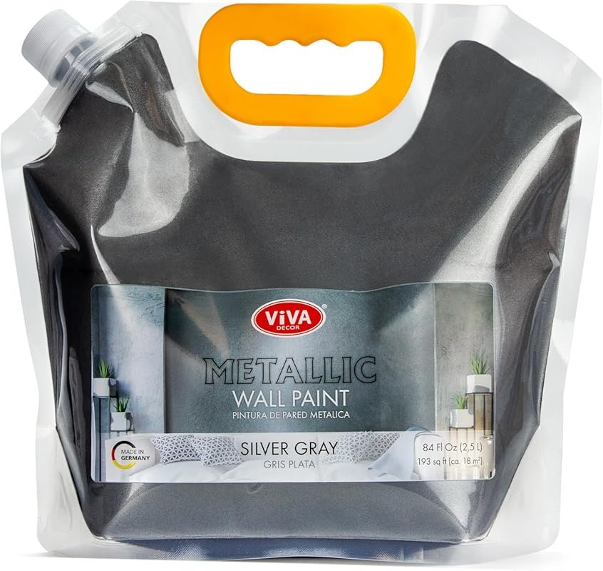 Silver Grey Metallic Wall Paint with Glitter Effect for Walls in Livin