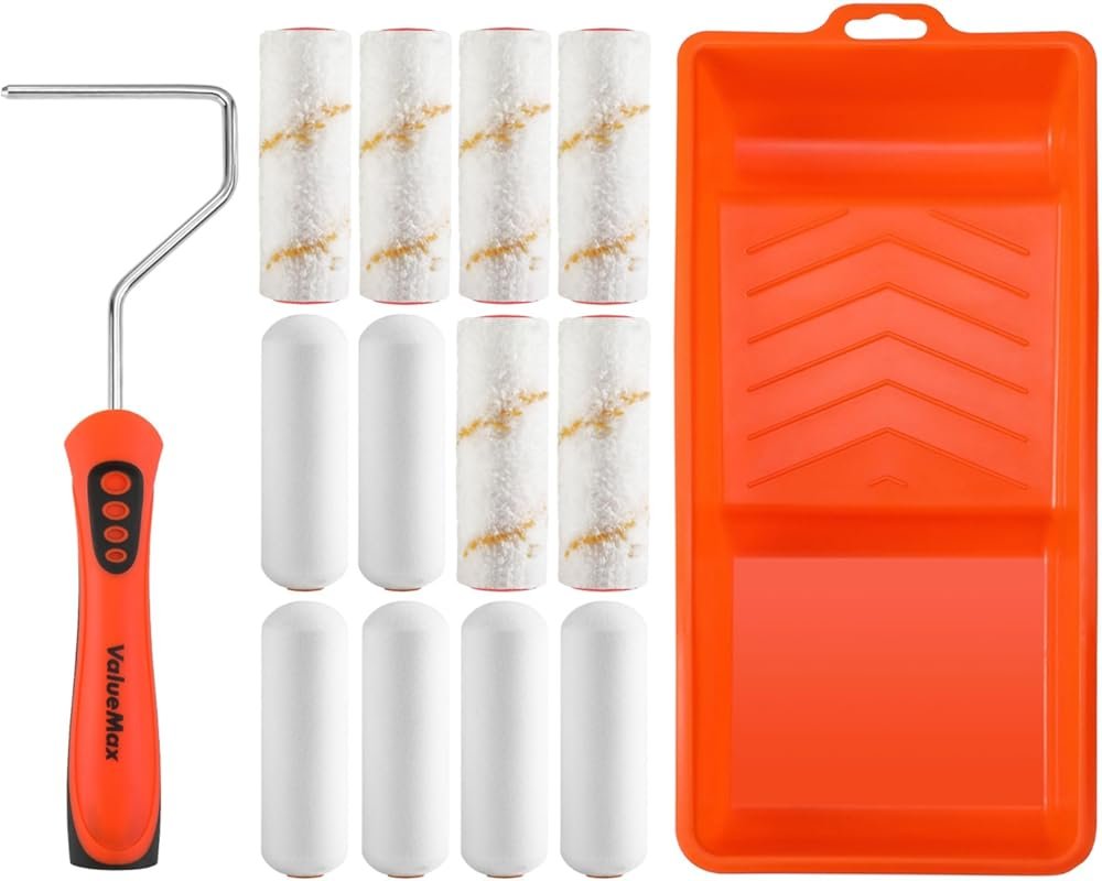 4 Inch 14-Piece Paint Roller Kit with Foam and Microfiber Rollers for
