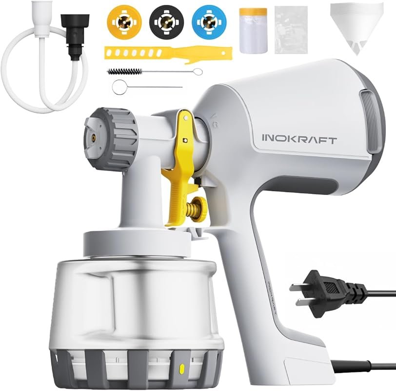 600W HVLP Paint Sprayer with 3 Patterns, Cleaning Kit for Stains and L