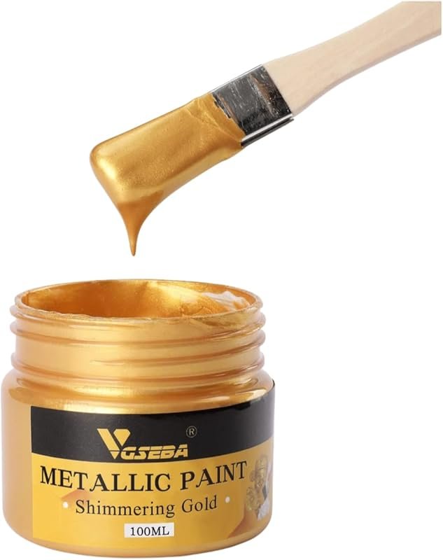 Acrylic Paint Metallic Gold, Non Toxic, Non Fading, 100ml Gold Leaf Pa