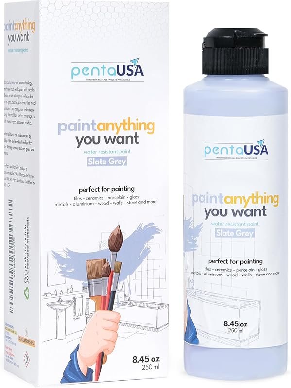 PENTAUSA All-in-One Waterproof Paint: Slate Grey for Bathroom, Tub, Ti