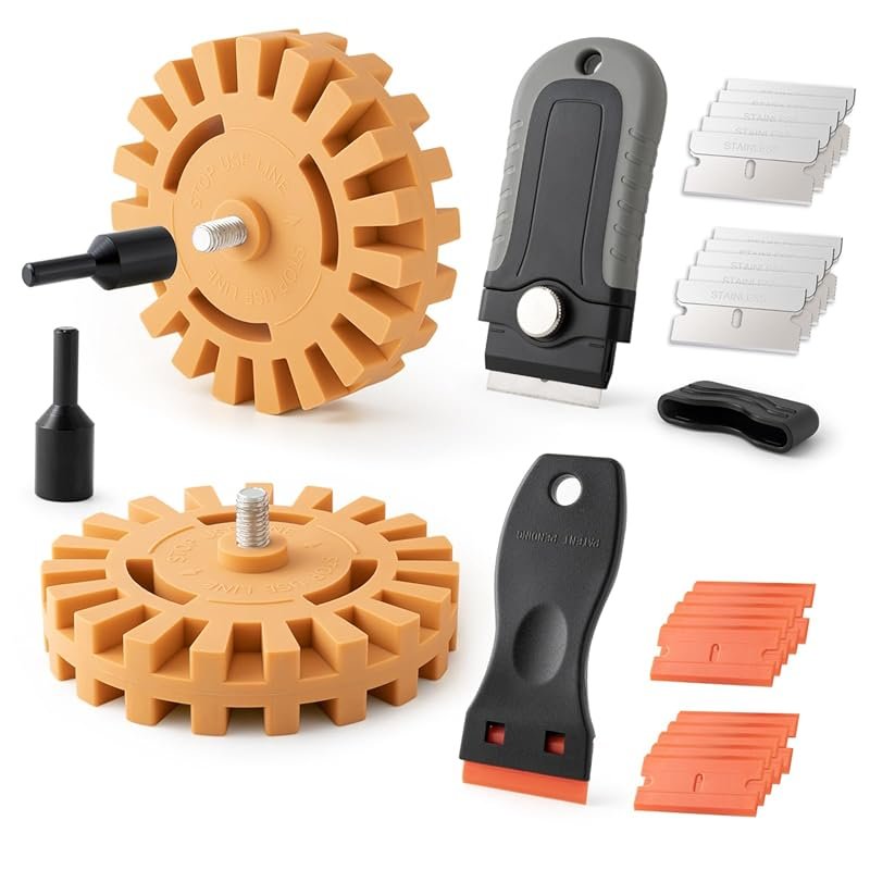Decal Remover Eraser Wheel Tool Kit with Drill Adapter for Adhesive Re