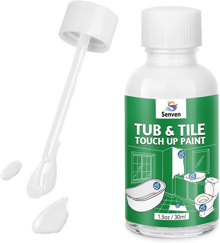 Tub and Tile Touch Up Paint Kit - High-Gloss White Porcelain Paint for