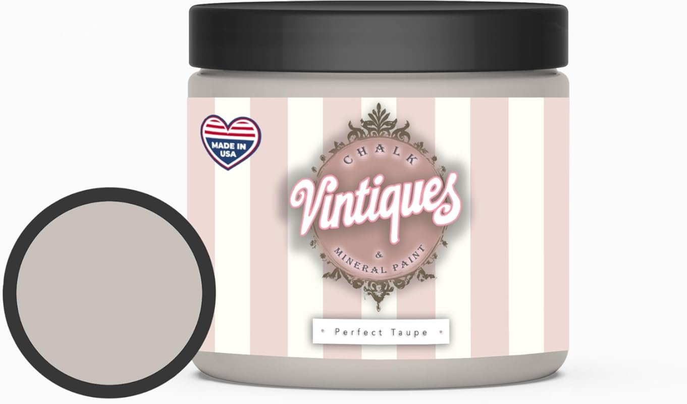 Chalk and Mineral Paint in Perfect Taupe, 8 oz, Matte Finish for DIY F