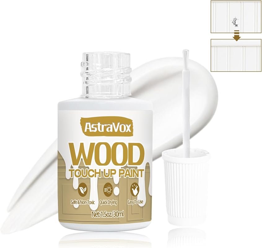 AstraVox Wood Touch Up Paint, 1.5 Oz White Paint for Wood Repair Scrat