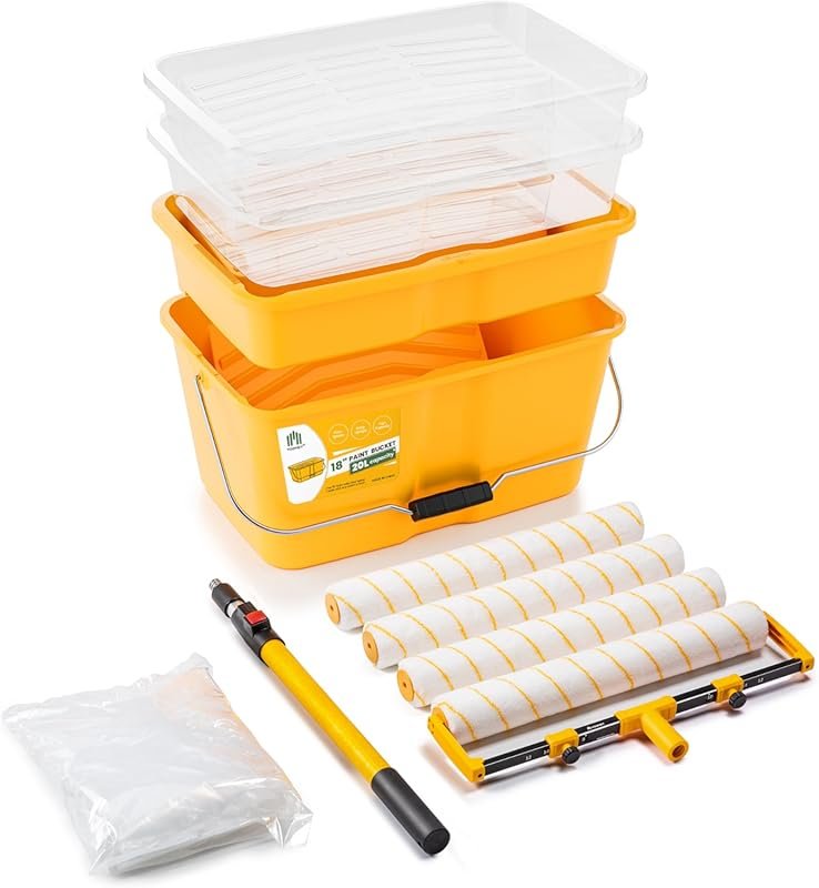 VOOMEY 13-Piece 18-Inch Paint Roller Kit with Bucket, Tray, and Extens
