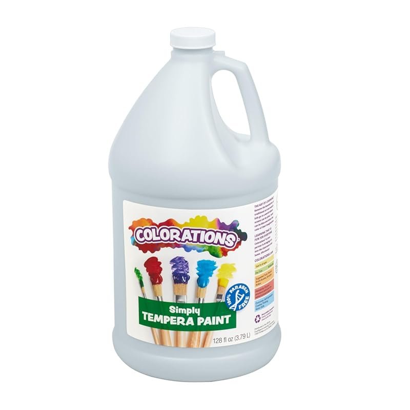Colorations Tempera Paint for Kids: Bright White 1 Gallon - Non-Toxic 