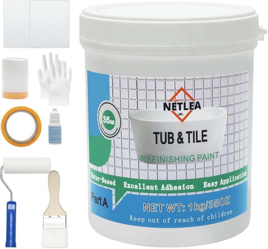 Tub and Tile Refinishing Kit 35oz,Water Based&Low Odor Bathtub Paint W