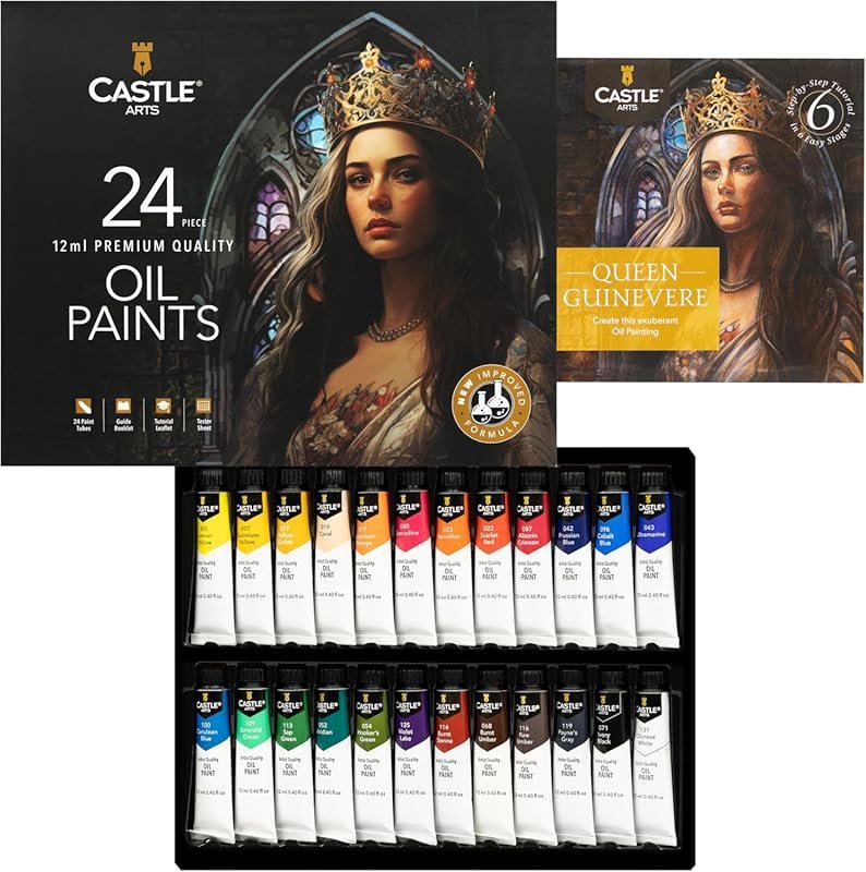 Castle Art Supplies Oil Paint Set: 24 Vibrant 12ml Tubes for Adult Art
