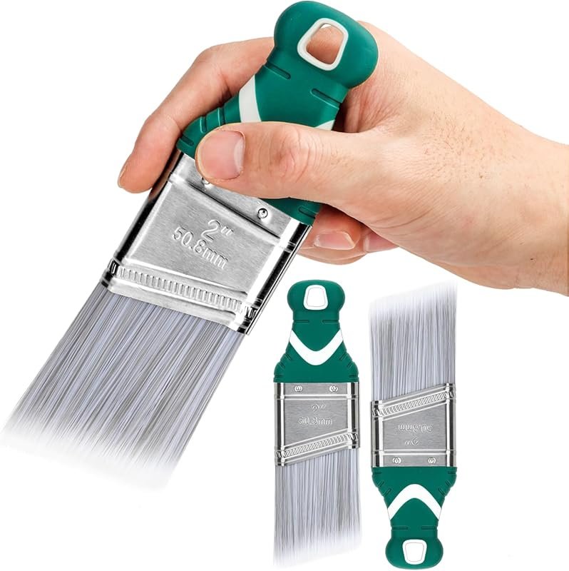 3 Pack 2-Inch Angled Paint Brushes with Synthetic Bristles and Easy Gr