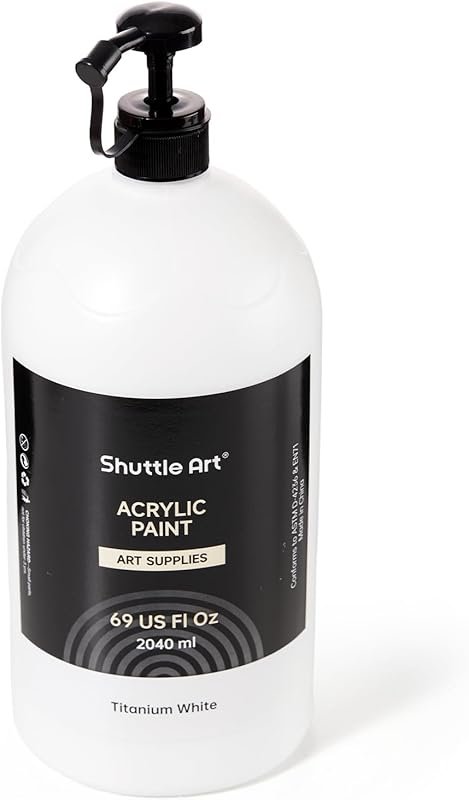 Shuttle Art Titanium White Acrylic Paint: Large, Fast Drying, High Cov