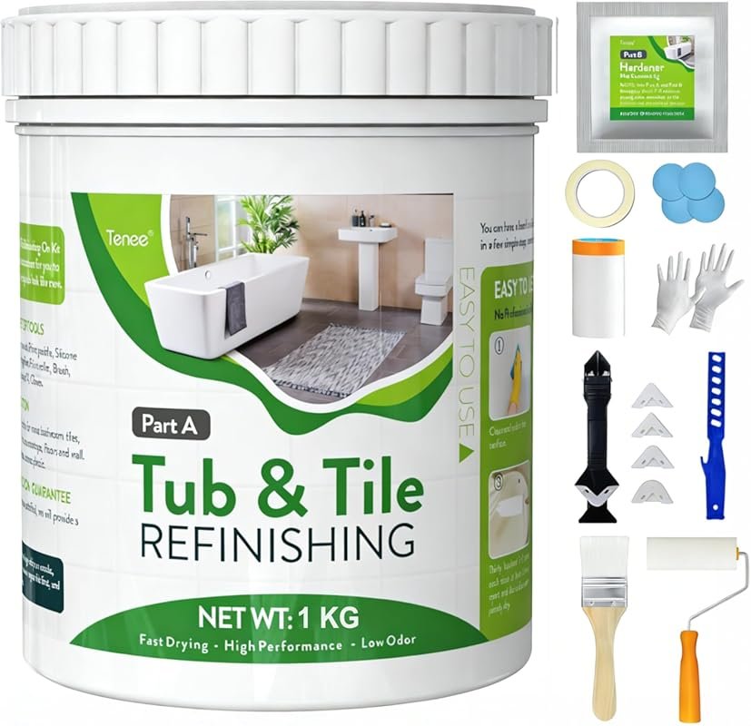 Low Odor White Semi-Gloss Tub and Tile Paint Refinishing Kit for Bathr
