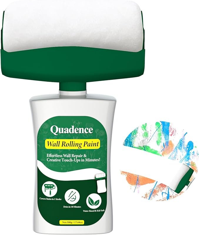 White Water-Based Wall Touch-Up Repair Kit with Roller Brush. Low Odor