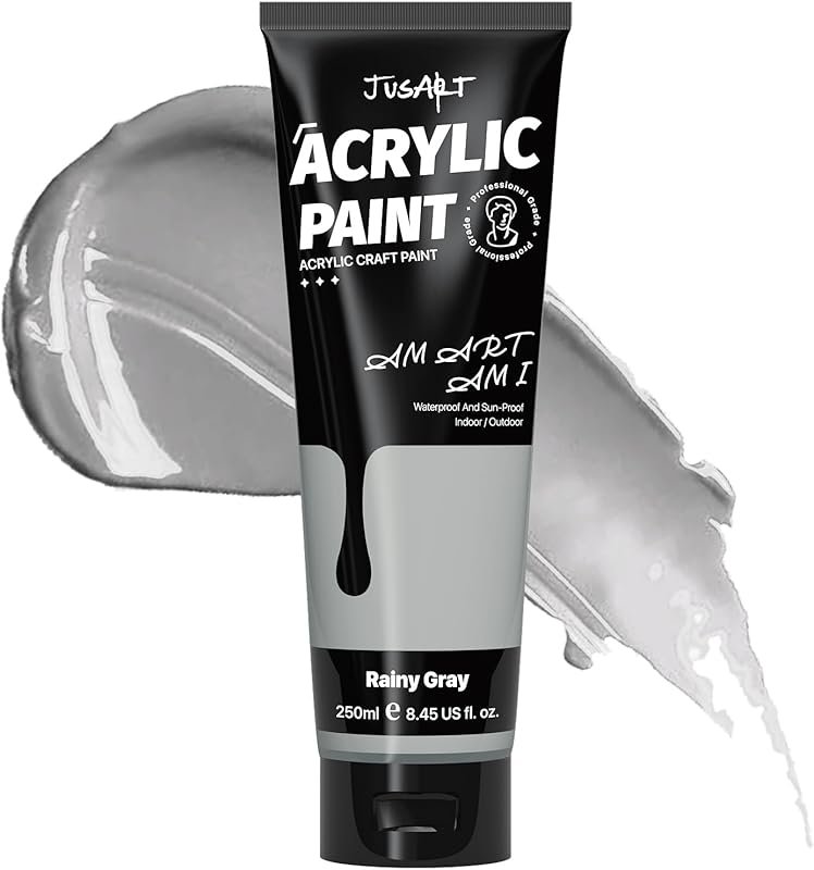 JusArt Rainy Gray Acrylic Paint: One of the Best Gray Tones for Crafts