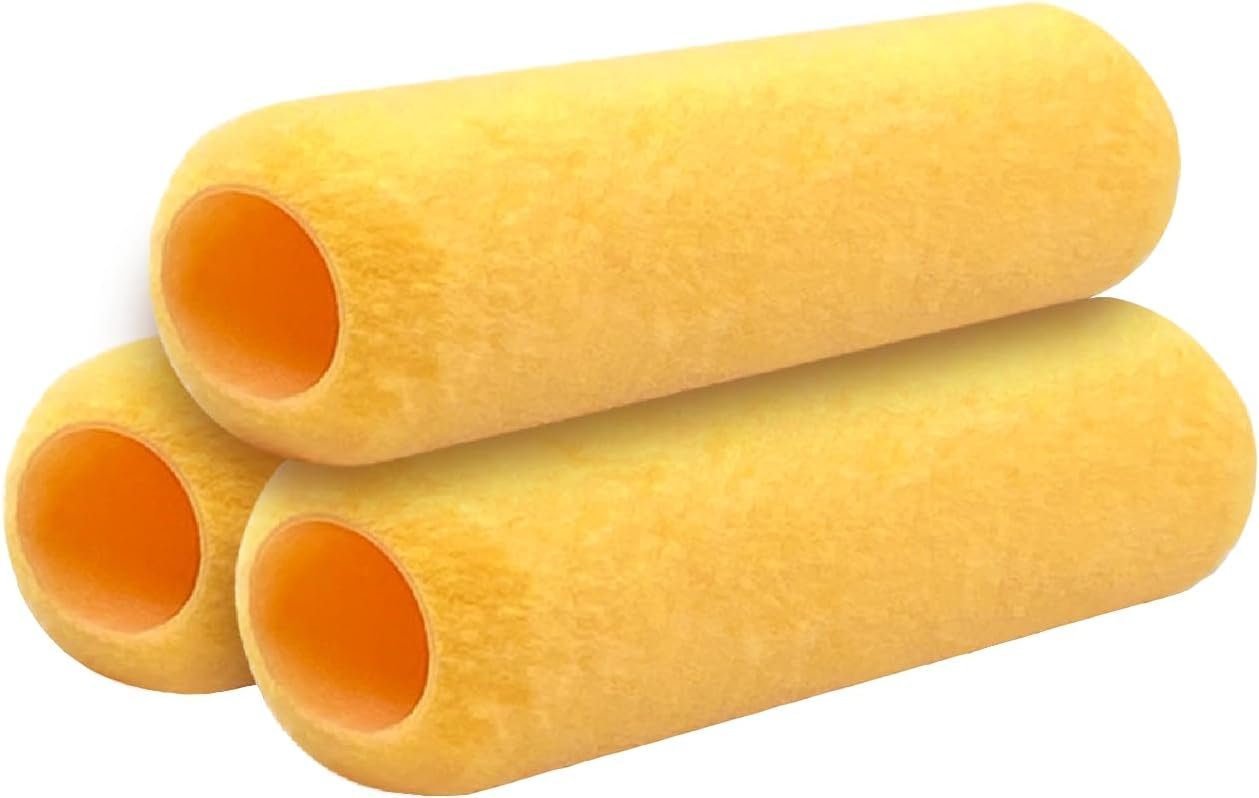3-Pack Paint Roller Covers, 9-Inch, 3/8-Inch Nap, Dense Fibers for Tex