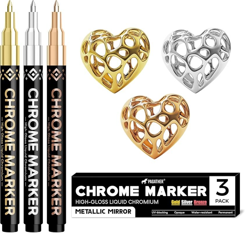 Permanent Liquid Chrome Pens for Mirror Finish on Plastic, Metal, Mode