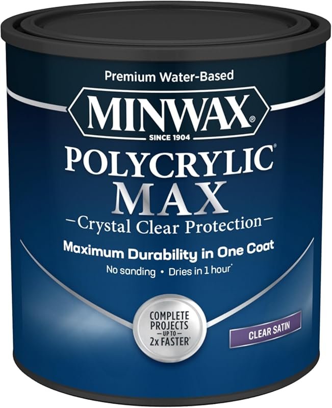 Minwax Polycrylic Max: Clear Satin Finish Protective Coat, Available i