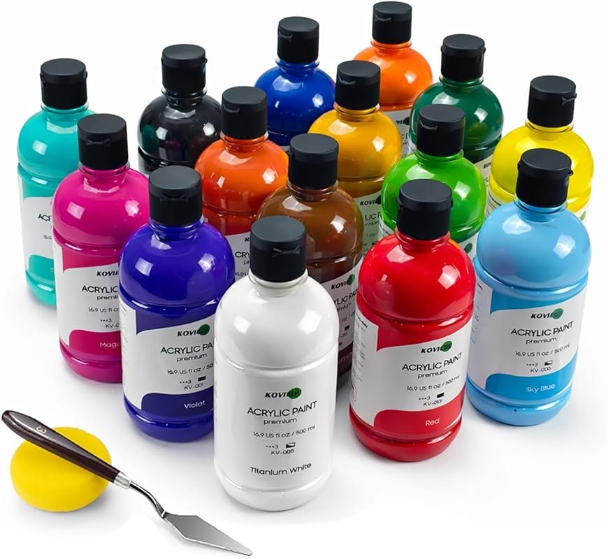 Acrylic Paint Set, 15 Rich Colors (500ml), Non-Toxic for Wood Painting